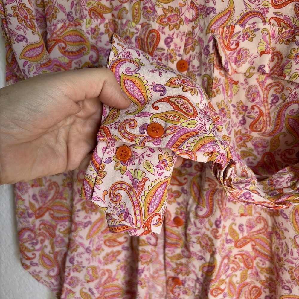 ZARA Workwear Paisley Lightweight Button Down Shirt Women's Medium Runs Small - Picture 3 of 7